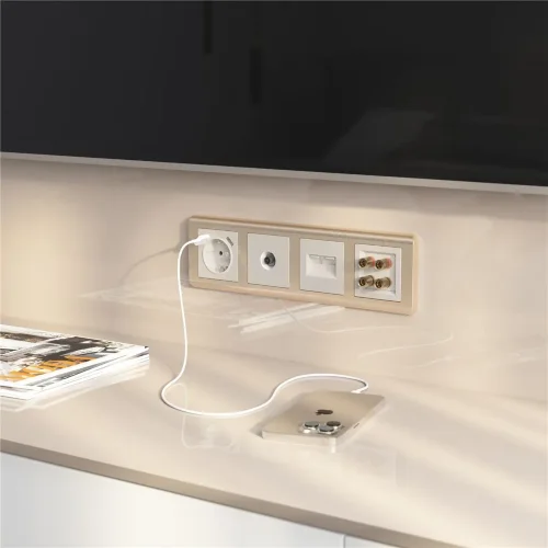 Акустическая розетка (перламутровый рифленый) WL13-AUDIOx4 - фото 2