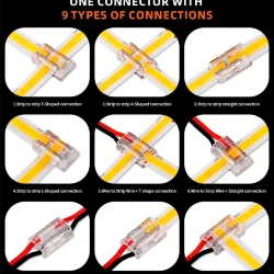 Коннектор универсальный H-M2P-5, 9 в 1 для COB и SMD светодиодных лент 5мм, 0-36В, 5А, C110