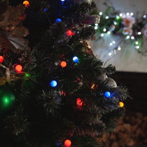 ULD-S0800-100-DGA MULTI IP20 COLORBALLS Гирлянда светодиодная с контроллером Разноцветные шарики, 100 светодиодов, 8 м, разноцветная, IP20, провод зеленый - фото 7