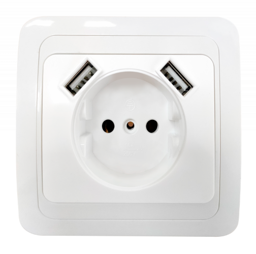 Розетка одинарная CLASSICO с двумя USB белая 2147 IN HOME - Фото