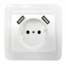 Розетка одинарная CLASSICO с двумя USB белая 2147 IN HOME - Фото