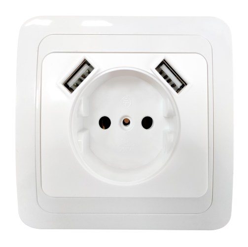 Розетка одинарная CLASSICO с двумя USB белая 2147 IN HOME - Фото
