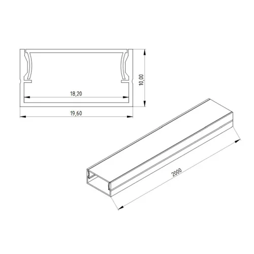 Алюминиевый профиль 044 (2000х23х10мм с рассеивателем) - фото II
