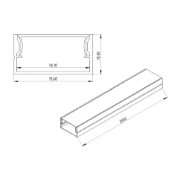 Алюминиевый профиль 044 (2000х23х10мм с рассеивателем)