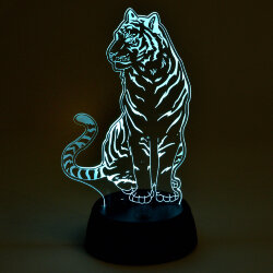 ULI-M507 RGB-3AA TIGER-BLACK Светильник декоративный с эффектом 3D Тигр, на батарейках 3AA не в-к, 1 светодиод, RGB свет, TM Uniel