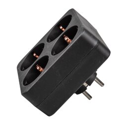 S-GES4-16S BLACK Разветвитель сетевой, с-з, 4 гнезда, 16А, 3500Вт, Черный