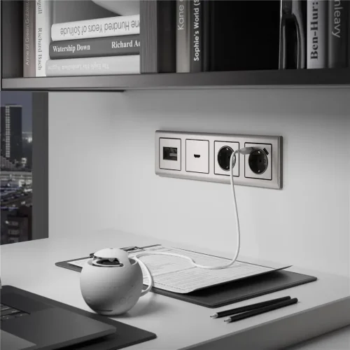 Рамка из металла на 4 поста Metallic глянцевый никель W0041602 - фото 2