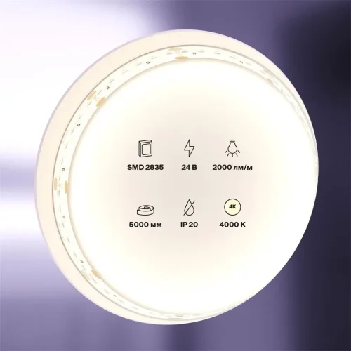 Светодиодная лента 24В 2835 20Вт/м 4000K 5м IP20 (Белый) - фото 5