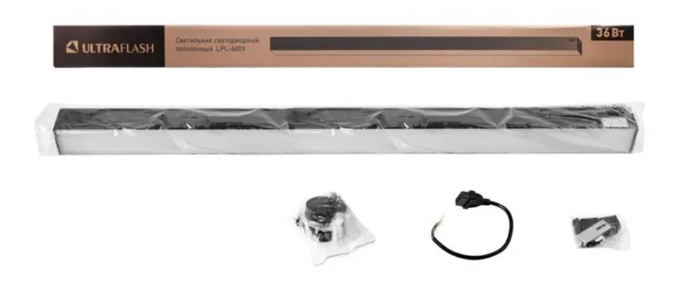 Светильник светодиодный офисный LPL-6009 900х55х55 36Вт 4000К LED черн. Ultraflash 15547 - фото 2