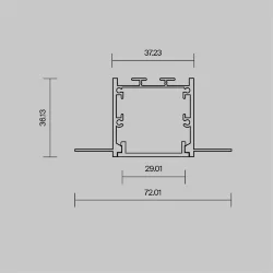 Алюминиевый профиль встраиваемый скрытого монтажа 72x36 (Серебро, 3 м), ALM-7236T-S-3M 636011 (Серебро)
