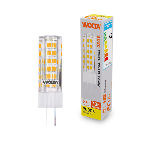 Светодиодная лампа WOLTA WSTD-JC-220V7W3KG4-C 7Вт 3000K G4 - фото 1.