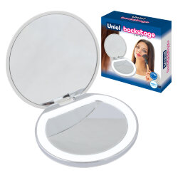 ULK-F72 DIM-RECH WHITE Зеркало карманное с подсветкой 1Х+2Х, с диммером, Серия Backstage, Аккумулятор Li-Ion 300мАч, в-к, Белый