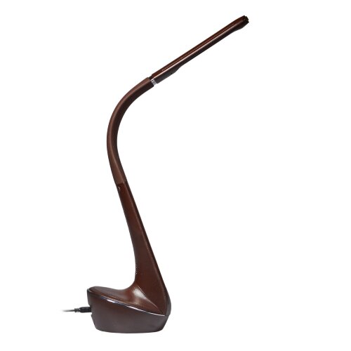 TLD-566 Brown-LED-300Lm-4500K-Dimmer Светильник настольный c часами, календарем, термометром, 6W, Сенсорный выключатель, Коричневый стилизован под кожу, TM Uniel - фото 4