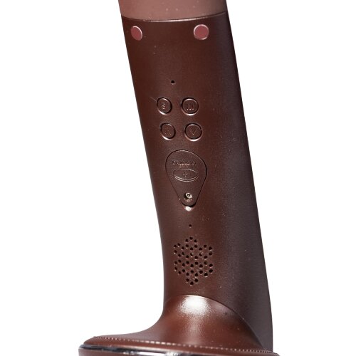 TLD-566 Brown-LED-300Lm-4500K-Dimmer Светильник настольный c часами, календарем, термометром, 6W, Сенсорный выключатель, Коричневый стилизован под кожу, TM Uniel - фото 9