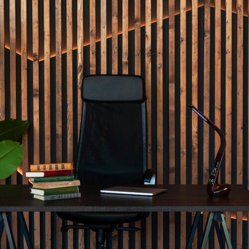 TLD-566 Brown-LED-300Lm-4500K-Dimmer Светильник настольный c часами, календарем, термометром, 6W, Сенсорный выключатель, Коричневый стилизован под кожу, TM Uniel - фото 13