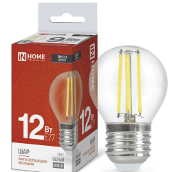 Лампа светодиодная LED-ШАР-deco 12Вт 230В Е27 4000К 1350Лм прозрачная IN HOME