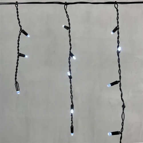Гирлянда Бахрома с Колпачком 3,1 x 0,5 м Белая 220В, 120 LED, Провод Черный ПВХ, IP65. Фото 2.
