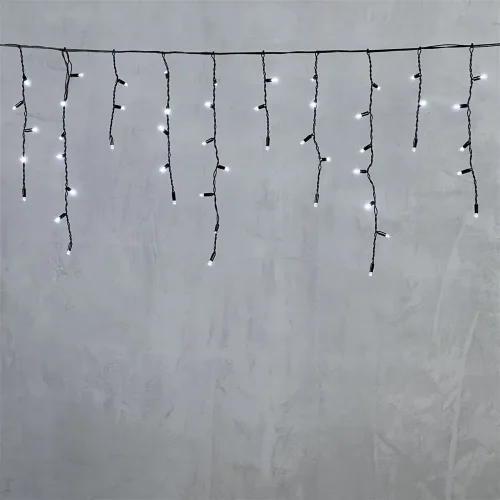 Гирлянда Бахрома с Колпачком 3,1 x 0,5 м Белая 220В, 120 LED, Провод Черный ПВХ, IP65. Фото 6.