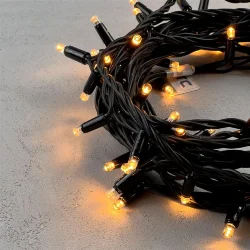 Гирлянда Нить 10м Экстра Тепло-Белая 24В, 75 LED, Провод Черный Каучук, IP65