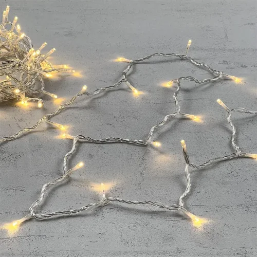 Гирлянда Нить 10м Тепло-Белая 220В, 100 LED, Провод Прозрачный ПВХ, IP54. Фото 3.