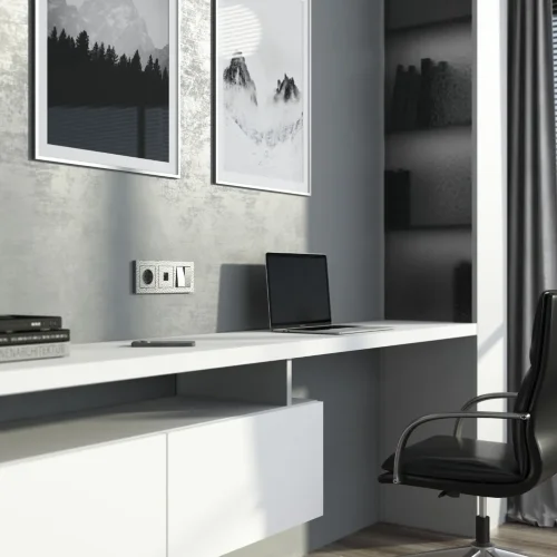 Розетка Ethernet RJ-45 (Hammer серебряный) W1281006 - фото 2