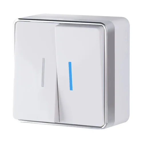 Выключатель двухклавишный с подсветкой Gallant белый W5020101 - фото