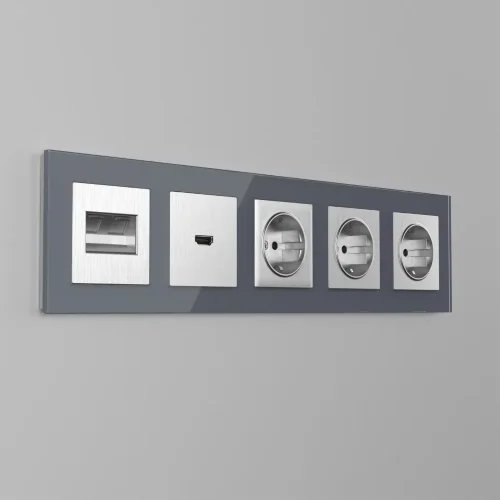 Накладка для розетки HDMI (серебряный рифленый) WL09-HDMI-CP - фото 2