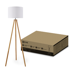 Светильник напольный под лампу ТНО 24-Е27-WT 230В белый абажур, деревянная тренога IN HOME