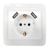 Розетка одинарная с заземлением CLASSICO с двумя USB белая 2047 IN HOME - Фото 2
