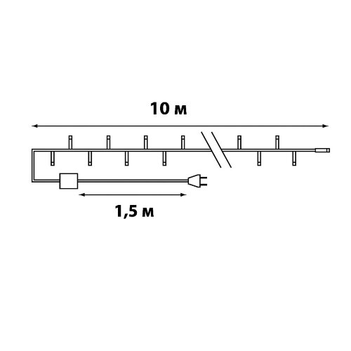 ULD-S1000-100-DTA WARM WHITE IP20 Гирлянда светодиодная, 10м, 100 светодиодов, Теплый белый свет, Провод прозрачный - фото 9
