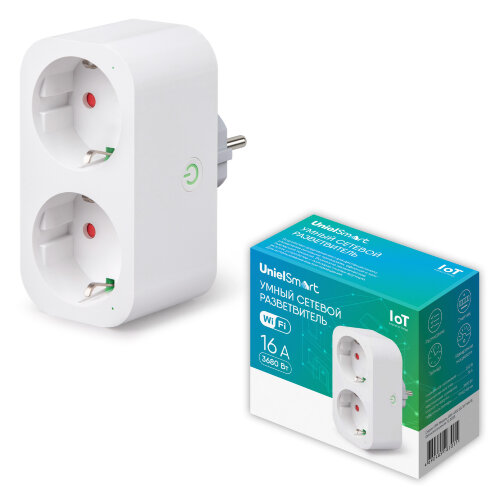 USH-A102 2G-WF WHITE Умный сетевой разветвитель Wi-Fi, 2 гнезда.16A, До 3680Вт, Голосовое управление+приложение UnielSmart, TM Uniel - фото 13