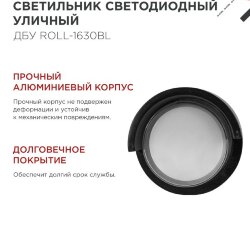 Светильник уличный светодиодный ДБУ ROLL-1630BL 16Вт 3000К IP54 черный IN HOME