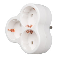 S-GES3-16F WHITE Разветвитель сетевой, с-з, 3 гнезда, 16А, 3500Вт, Белый