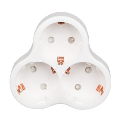 S-GES3-16F WHITE Разветвитель сетевой, с-з, 3 гнезда, 16А, 3500Вт, Белый
