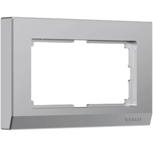 Рамка из пластика для двойной розетки Stark серебряный W0081806 - фото