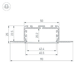 Профиль KLUS-POWER-W50Н25-F-HIDE-2000 (Arlight, Алюминий) 028918