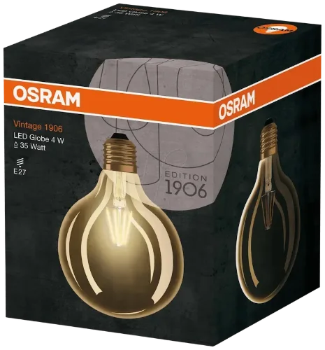 Лампа винтажная ГЛОБ 4W/2400K (=36W) E27 | Vintage 1906 GLOBE125 FILAMENT | - OSRAM. Фото 2