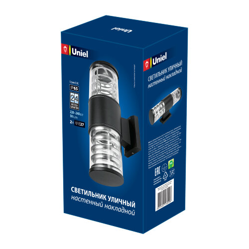 UUL-S12A 2x60W-E27 IP65 BLACK Светильник уличный, под две лампы Е27, Архитектурный накладной, Корпус черный. - фото 2
