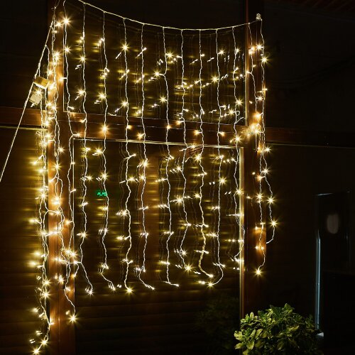 ULD-C1515-160-DTA WARM WHITE IP20 Занавес светодиодный с контроллером, 1.5х1.5м, 160 светодиодов, Теплый белый свет, Провод прозрачный. - фото 7