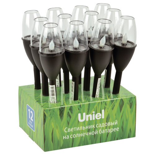USL-C-694/PT375 CANDLE SET12 Садовый светильник на солнечной батарее, в составе набора из 12шт. Эффект горящего пламени. 1*AAА аккумулятор в/к. IP44. TM Uniel - фото