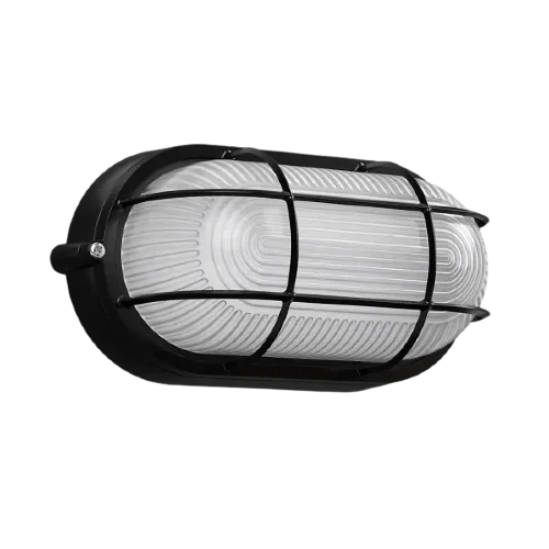 Светильник накладной 1хЕ27 Чёрный IP54 | ОВАЛ с решёткой | НПП 1402 | - IEK. Фото