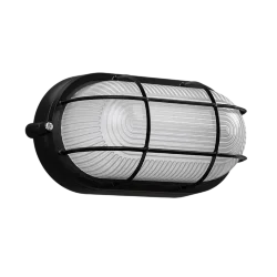 Светильник накладной 1хЕ27 Чёрный IP54 | ОВАЛ с решёткой | НПП 1402 | - IEK