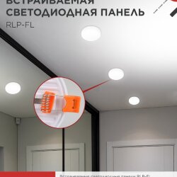 Панель светодиодная встраиваемая безрамочная RLP-FL 36Вт 230В 4000К 3240Лм 223мм с регулируемым монтажом 45-190мм белая IP20 IN HOME