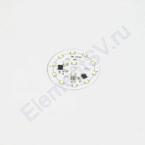 Светодиодная матрица 2835, 12 led, 220V, 5W, Ф50mm, D161, white - фото.