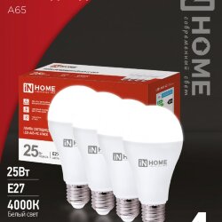 Лампа светодиодная LED-A65-VC 4PACK 25Вт 230В Е27 4000К 2380Лм (4шт./упак) IN HOME
