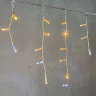 Гирлянда Бахрома с Колпачком 3,1 x 0,5 м Желтая с Мерцанием Белого Диода 200В, 120 LED, Провод Прозрачный ПВХ, IP65. Фото 2.