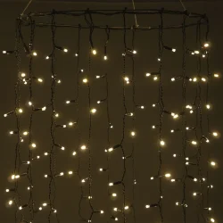 Гирлянда Занавес Облегченный c Колпачком 2 x 1 м Тепло-Белый 220В, 200 LED, Провод Черный ПВХ, IP65