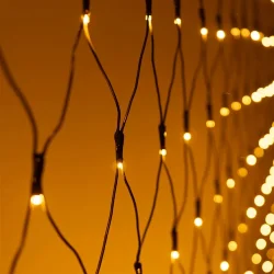 Светодиодная Сеть 2 x 3 м Желтая  24В, 384 LED, Провод Чёрный ПВХ, IP54