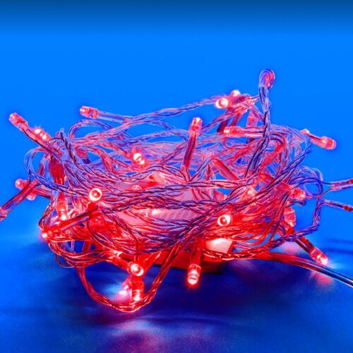 ULD-S0500-050-DTA RED IP20 Гирлянда светодиодная, 5м, 50 светодиодов, Красный свет, Провод прозрачный - фото 1