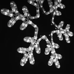 Светодиодная Снежинка &amp;#171;Путеводная Звезда&amp;#187; Ø0,5м Белая, Дюралайт на Металлическом Каркасе, IP65